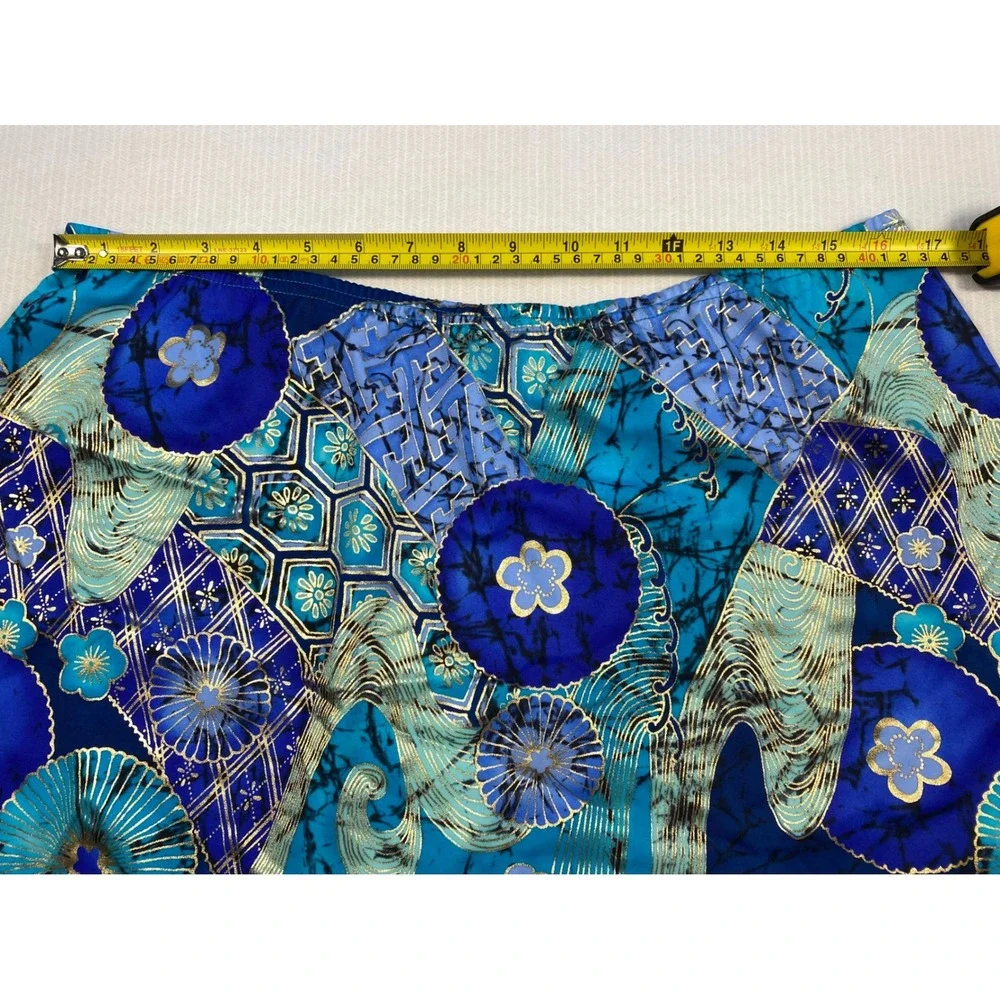 Tara Grinna XL Resortcore Blue Gold Metallic Skirted Bikini Bottom